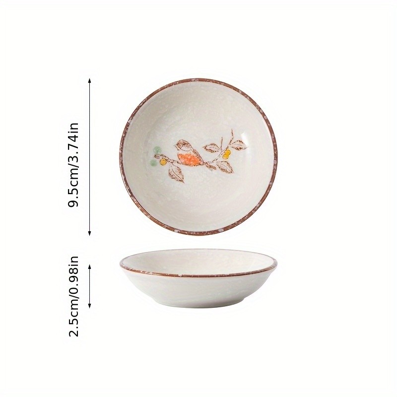 YUMIPLUS Japanese Retro Ceramic Side Dish Bowls Set (6pcs)  Traditional Porcelain Seasoning & Soy Sauce Dipping Plates