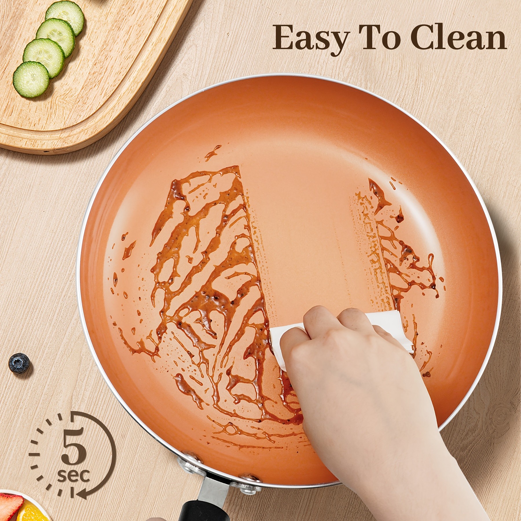 KPXSIAION Nonstick Frying Pan Set (3pcs)  Golden Ceramic Coating Induction Skillet Set for Eggs, Omelettes & Everyday Cooking