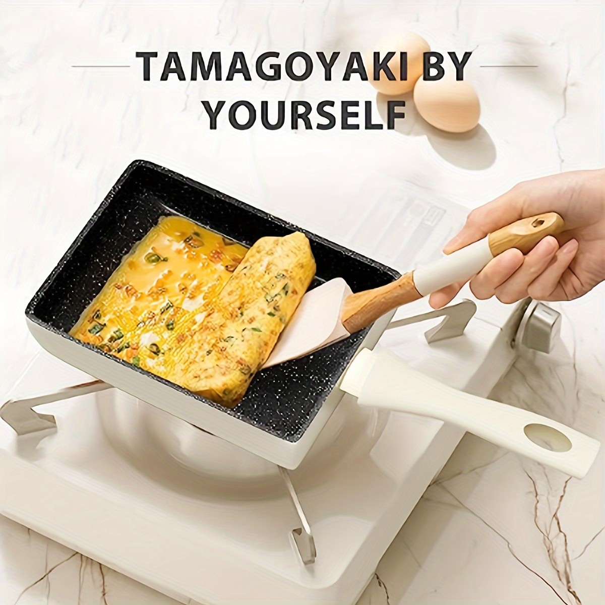 KPXSIAION Japanese Tamagoyaki Pan  Non-Stick Granite Stone Omelette Pan for Perfect Japanese Rolled Eggs