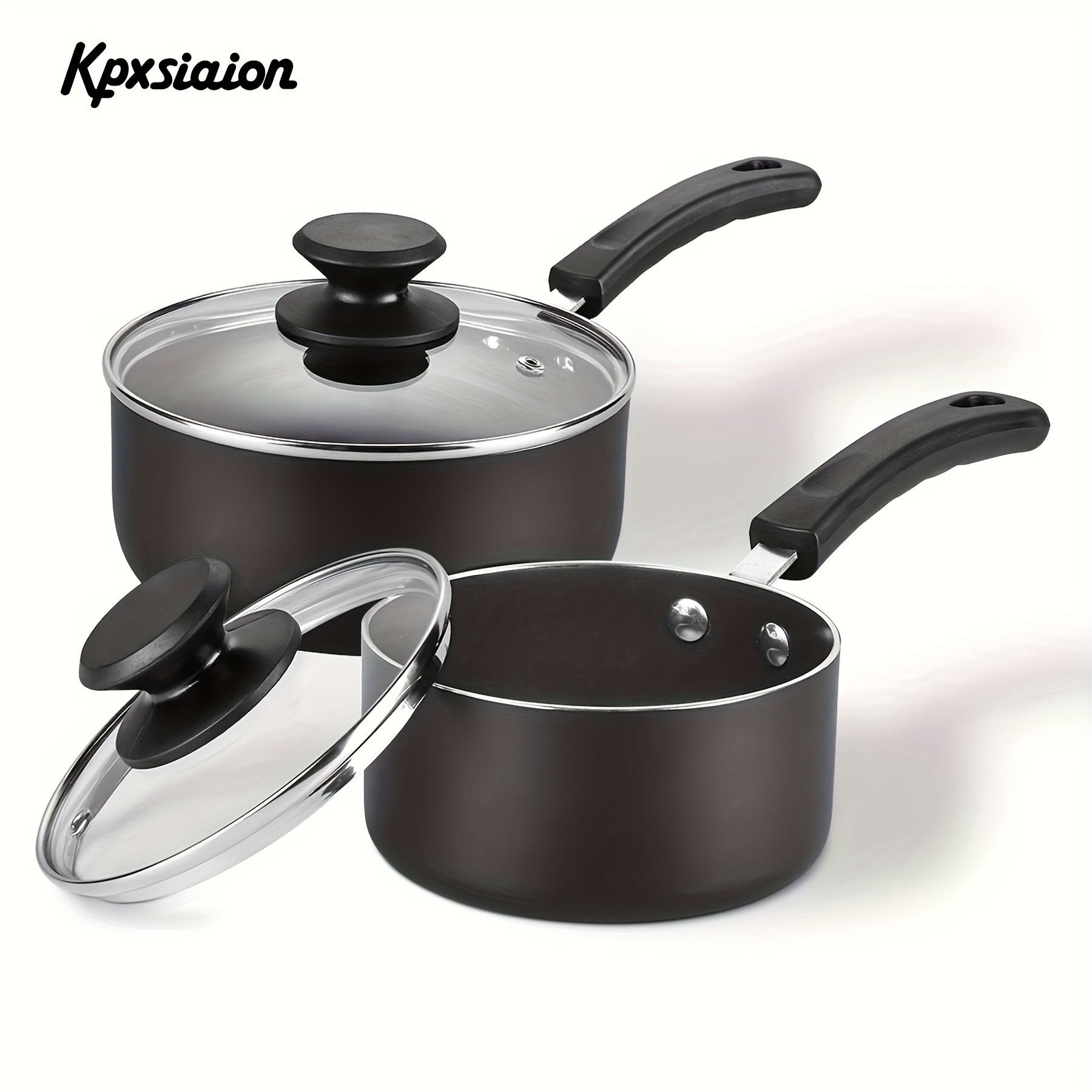 KPXSIAION Nonstick Sauce Pan Set (1QT + 2QT)  Induction-Compatible Aluminum Pots with Lids for Everyday Home Cooking