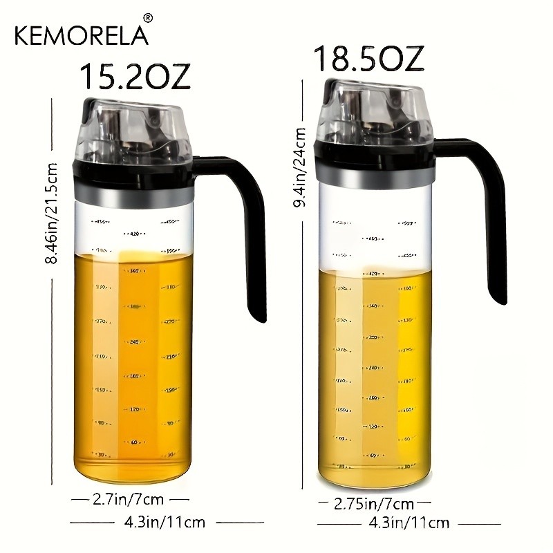 KEMORELA Glass Seasoning Bottle Dispenser  PVC-Free Transparent Sauce Jar with Measurement Markings