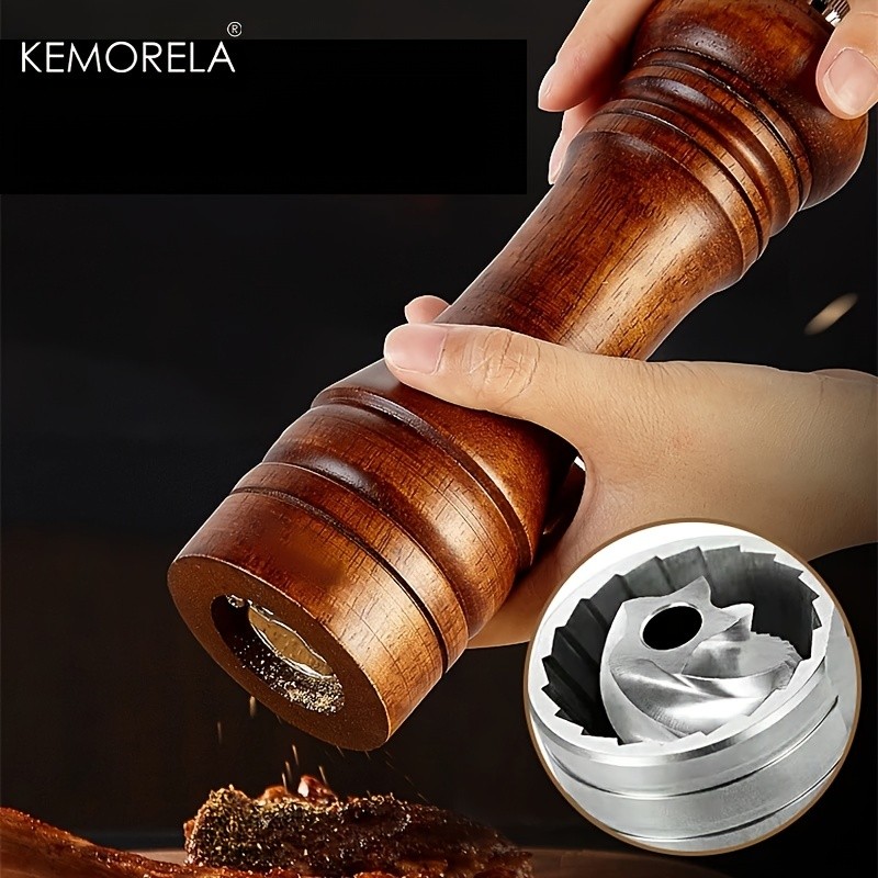 KEMORELA Wooden Pepper Grinder  Handheld Manual Spice Mill with Classic Natural Design