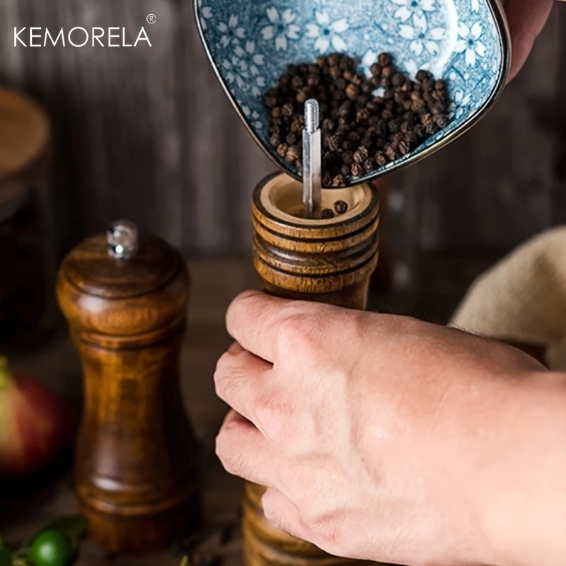 KEMORELA Wooden Pepper Grinder  Handheld Manual Spice Mill with Classic Natural Design