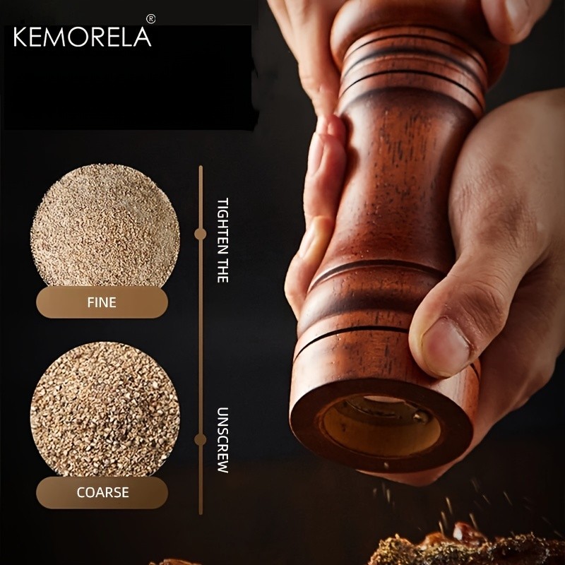 KEMORELA Wooden Pepper Grinder  Handheld Manual Spice Mill with Classic Natural Design