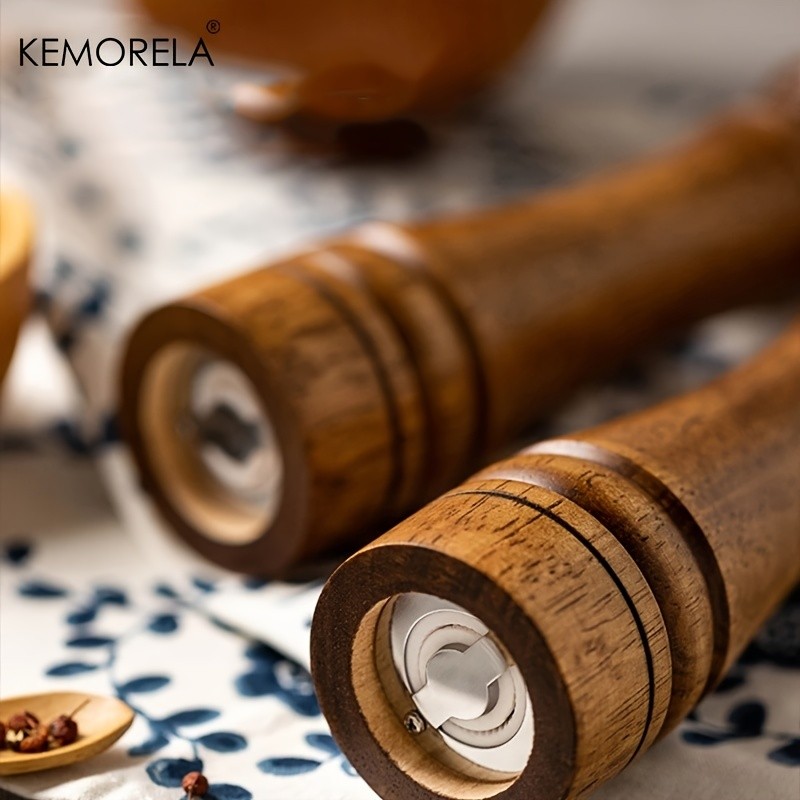 KEMORELA Wooden Pepper Grinder  Handheld Manual Spice Mill with Classic Natural Design