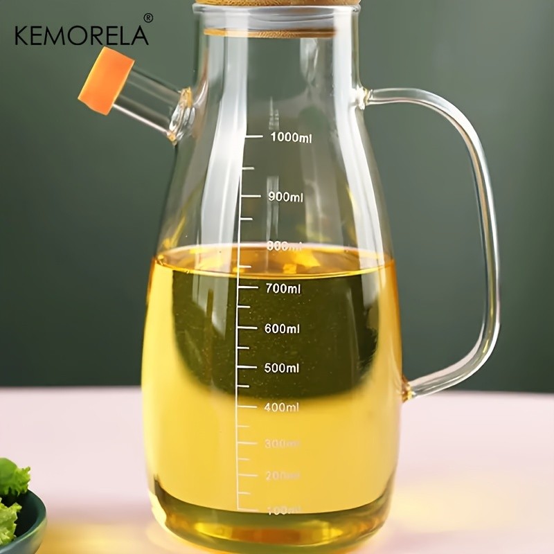 KEMORELA Large Capacity Glass Oil Can  BPA-Free Leak-Proof Dispenser for Olive Oil, Vinegar & Condiments