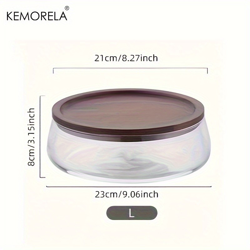 KEMORELA Double Layer Glass Bowl with Wooden Lid  Food-Safe Storage Container for Snacks, Fruits, Nuts & Holiday Dcor