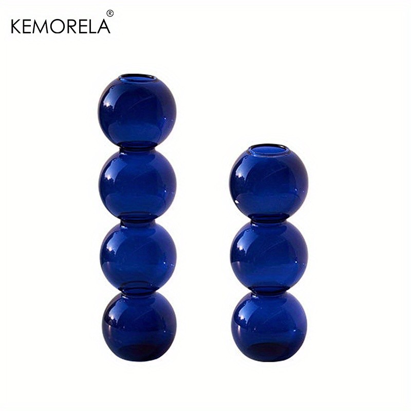 KEMORELA Set of 2 Ball-Shaped Glass Vases  Amber Decorative Vases for Living Room, Tabletop & Event Decor
