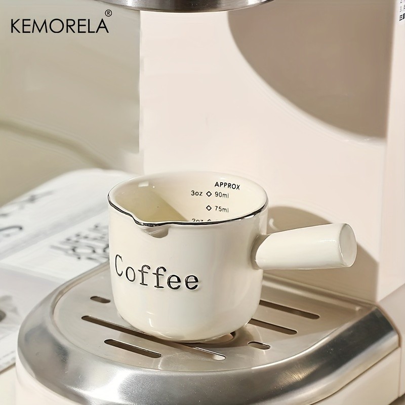 KEMORELA Ceramic Coffee Measuring Cup  Espresso Extraction Ounce Cup for Milk, Honey, Sauces & Mini Kitchen Tasks