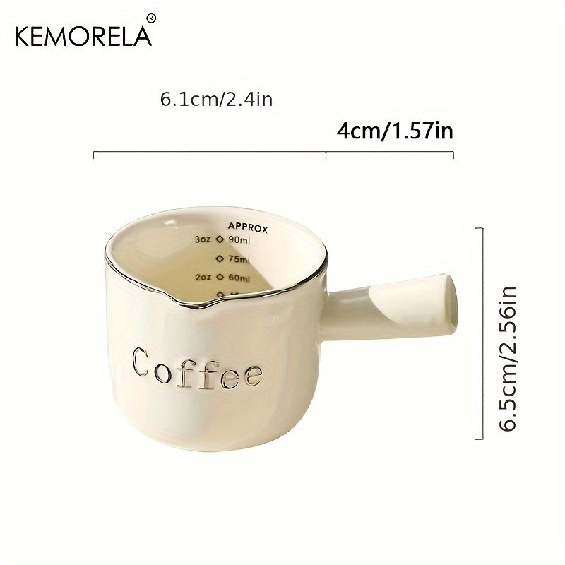 KEMORELA Ceramic Coffee Measuring Cup  Espresso Extraction Ounce Cup for Milk, Honey, Sauces & Mini Kitchen Tasks
