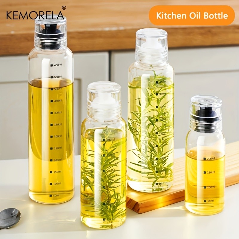 KEMORELA Graduated Glass Oil Dispenser Bottle  PVC-Free Measurement Bottle for Cooking Oil, Soy Sauce, Honey & More