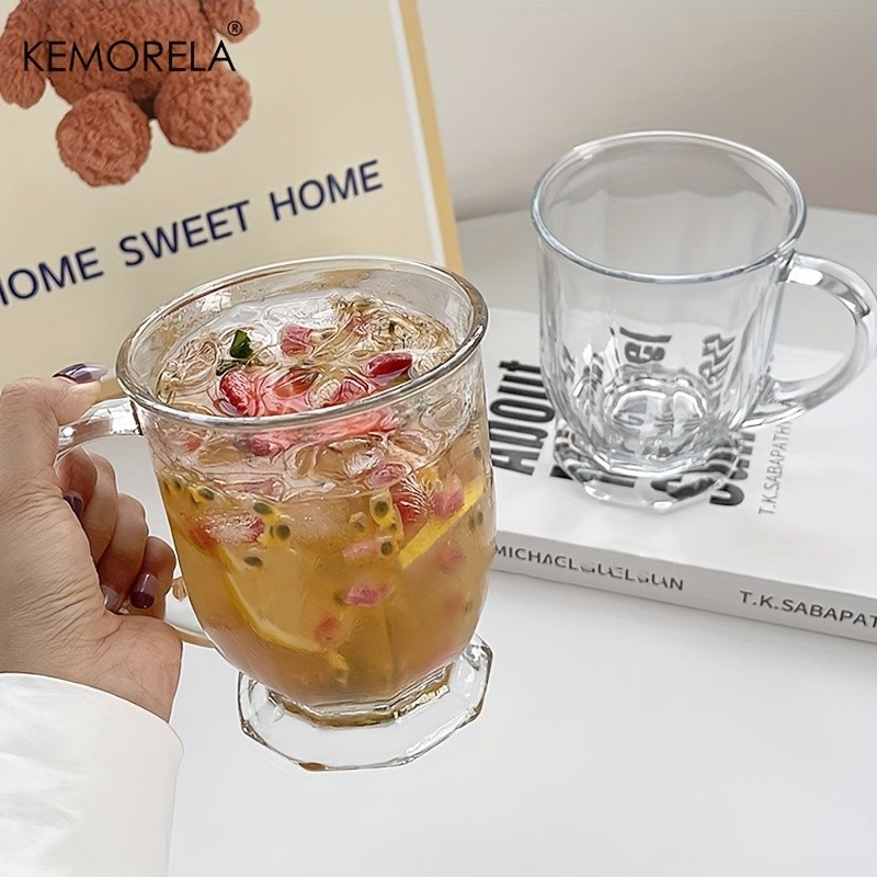 KEMORELA Large Capacity Retro Glass Cup BPA-Free Recyclable Drinkware for Iced Tea, Juice, Coffee & Milk