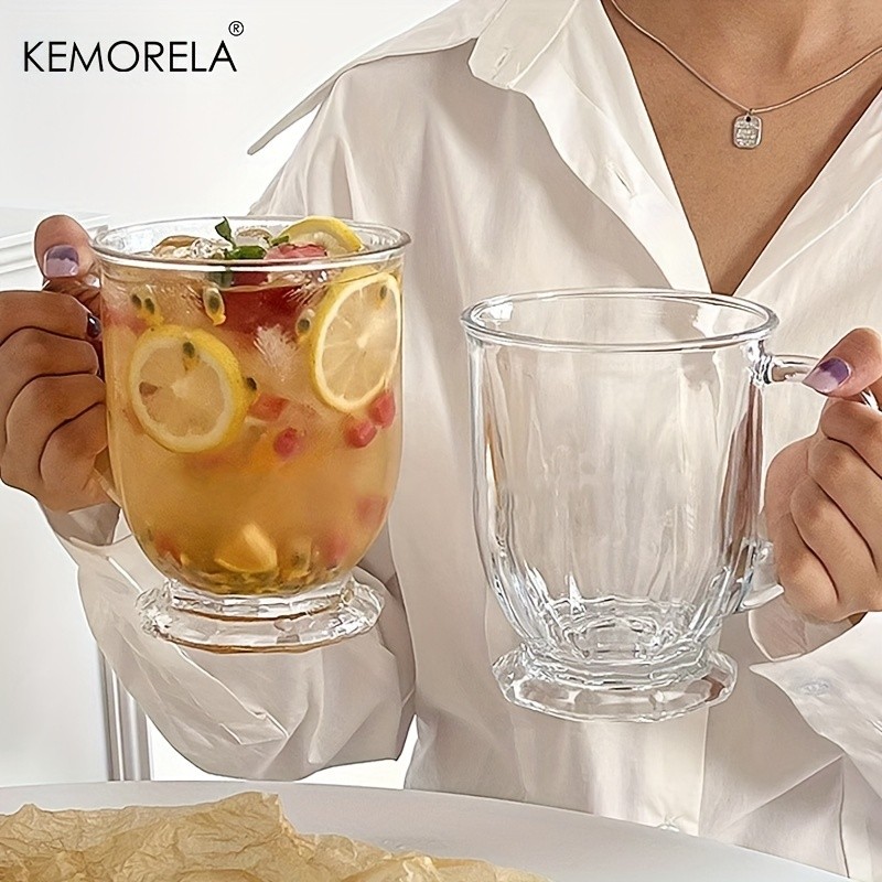KEMORELA Large Capacity Retro Glass Cup BPA-Free Recyclable Drinkware for Iced Tea, Juice, Coffee & Milk
