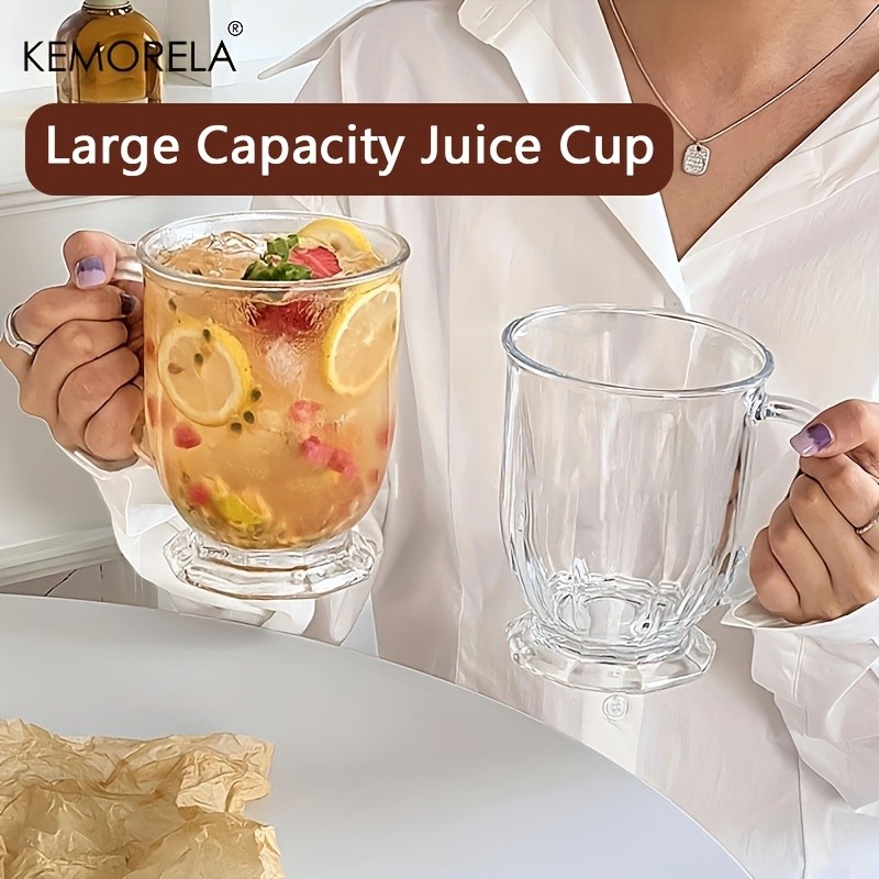 KEMORELA Large Capacity Retro Glass Cup BPA-Free Recyclable Drinkware for Iced Tea, Juice, Coffee & Milk