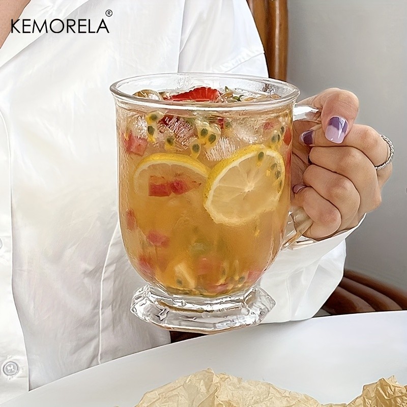 KEMORELA Large Capacity Retro Glass Cup BPA-Free Recyclable Drinkware for Iced Tea, Juice, Coffee & Milk