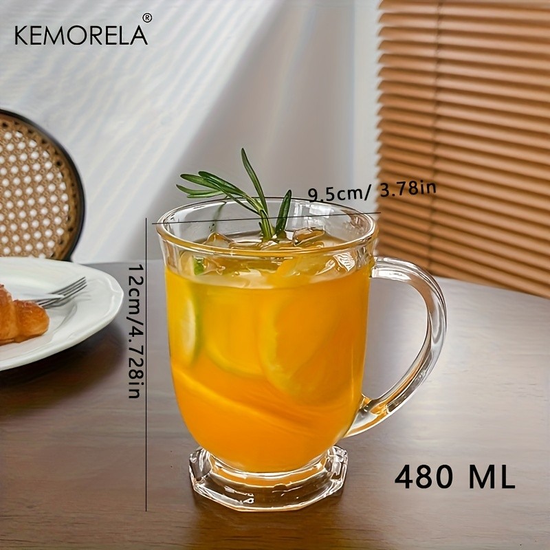 KEMORELA Large Capacity Retro Glass Cup BPA-Free Recyclable Drinkware for Iced Tea, Juice, Coffee & Milk