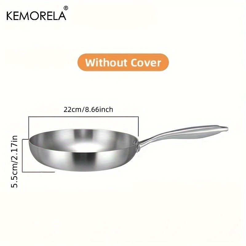 KEMORELA Nonstick Frying Pan  304 Stainless Steel Easy-Clean Skillet for Eggs, Omelettes & Everyday Cooking