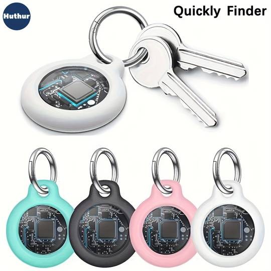 HUTHUR Air Tag Tracker Holder Pack (1/2/3/4 Pack)  Silicone Case + Keyring for Apple Find My