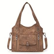 Taole Womens Retro PU Tote Bag  Solid-Color Vintage Handbag with Detachable Strap Perfect for Work, Daily Errands & Casual Outings