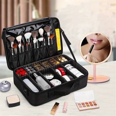 YIMUWN Premium Makeup Organizer Storage Box  White Travel Cosmetic Case with Detachable Dividers