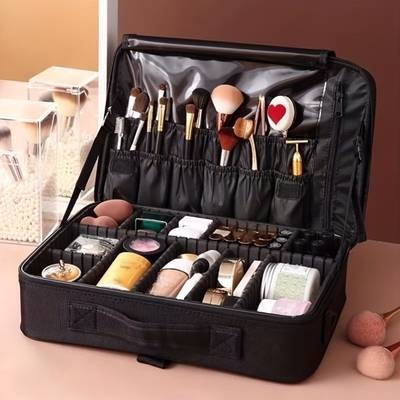 YIMUWN Premium Makeup Organizer Storage Box  White Travel Cosmetic Case with Detachable Dividers