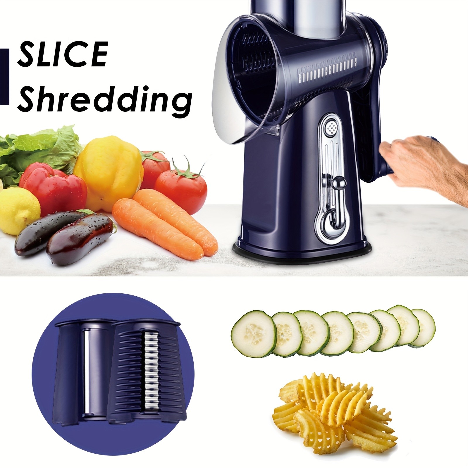 iWhale Heavy-Duty 5-in-1 Rotary Cheese Grater  Faster Prep, Smoother Cooking