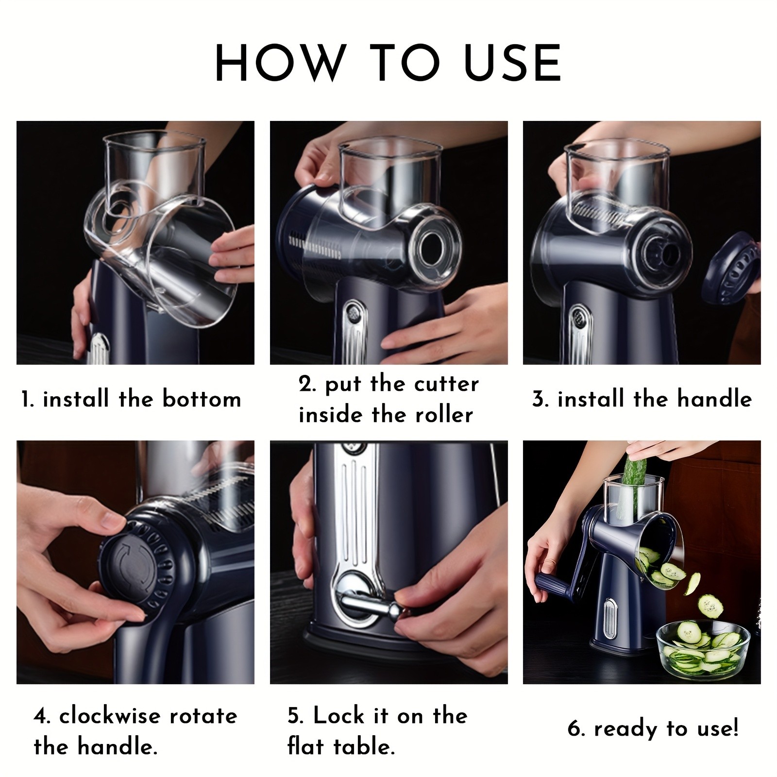 iWhale Heavy-Duty 5-in-1 Rotary Cheese Grater  Faster Prep, Smoother Cooking