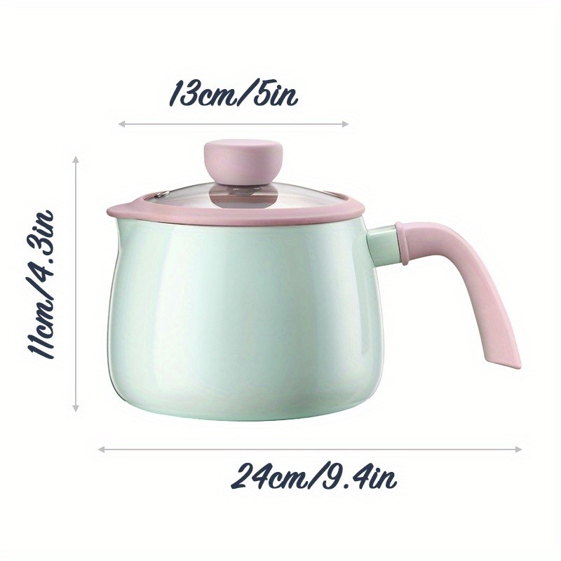 iWhale Ceramic Non-Stick 1.7QT Saucepan Skillet with Pink Handle & Glass Lid  Soft Green, PFAS-Free & Effortlessly Easy to Clean