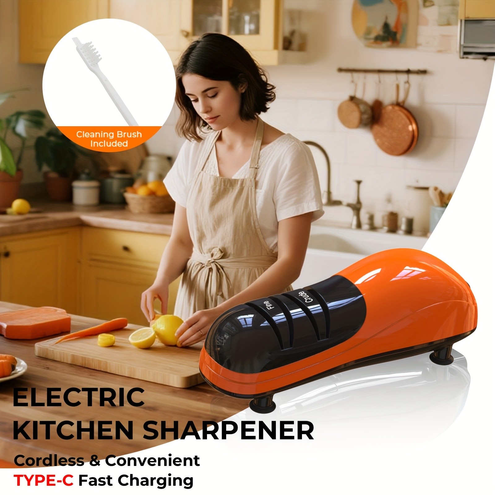 iWhale Multi-Functional Portable Electric Kitchen Sharpener Dual-Mode Coarse/Fine Precision in a Compact USB-C Design