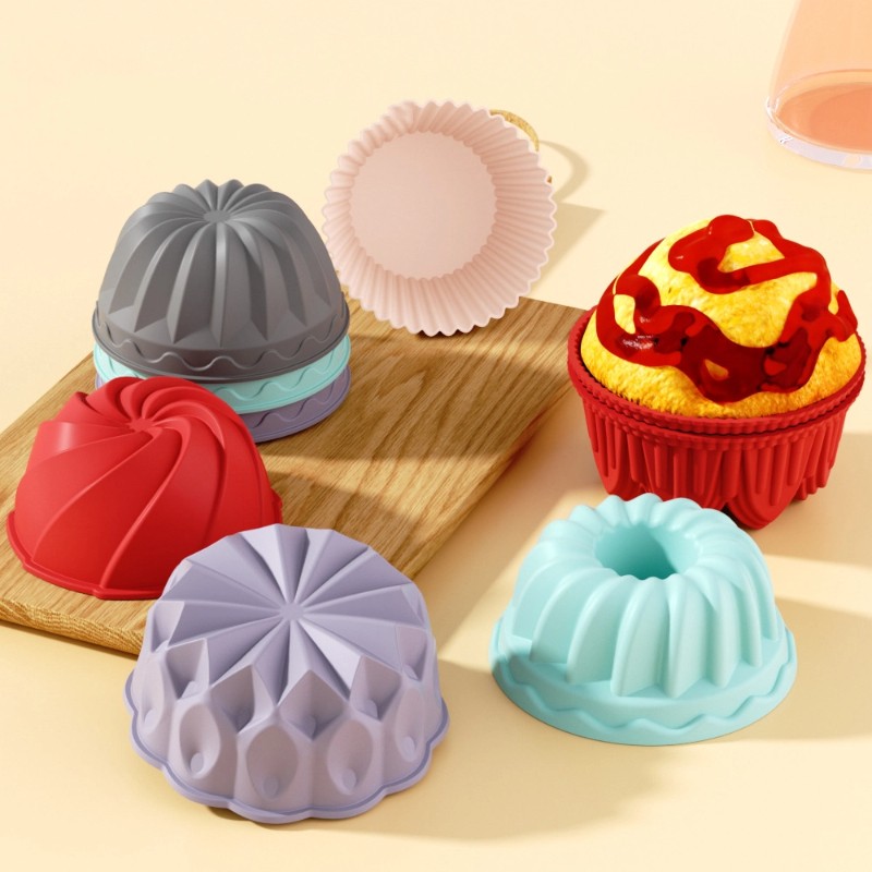 iWhale 5pcs Mini Silicone Muffin & Cupcake Molds  Non-Stick, Easy-Release Baking Cups for Perfect Holiday Desserts
