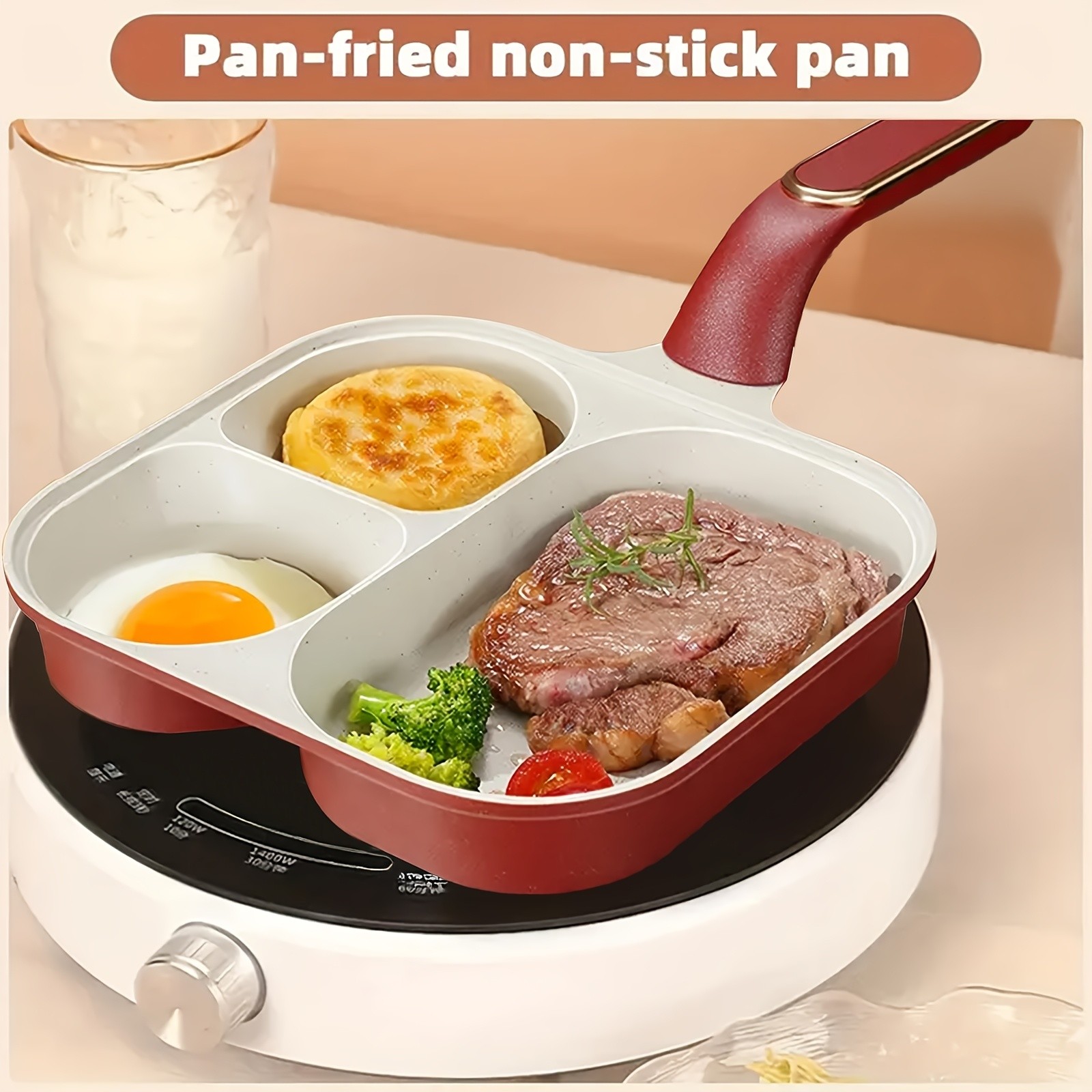 iWhale Non-Stick Breakfast Pan with 2+1 Ceramic Coating  Easy Flip, Easy Clean & Perfect Breakfast Cooking Every Time