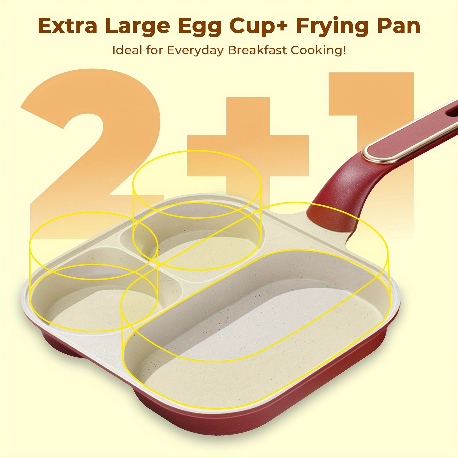 iWhale Non-Stick Breakfast Pan with 2+1 Ceramic Coating  Easy Flip, Easy Clean & Perfect Breakfast Cooking Every Time