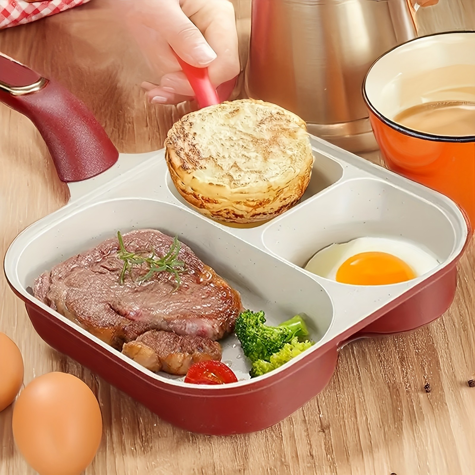 iWhale Non-Stick Breakfast Pan with 2+1 Ceramic Coating Easy Flip, Easy Clean & Perfect Breakfast Cooking Every Time