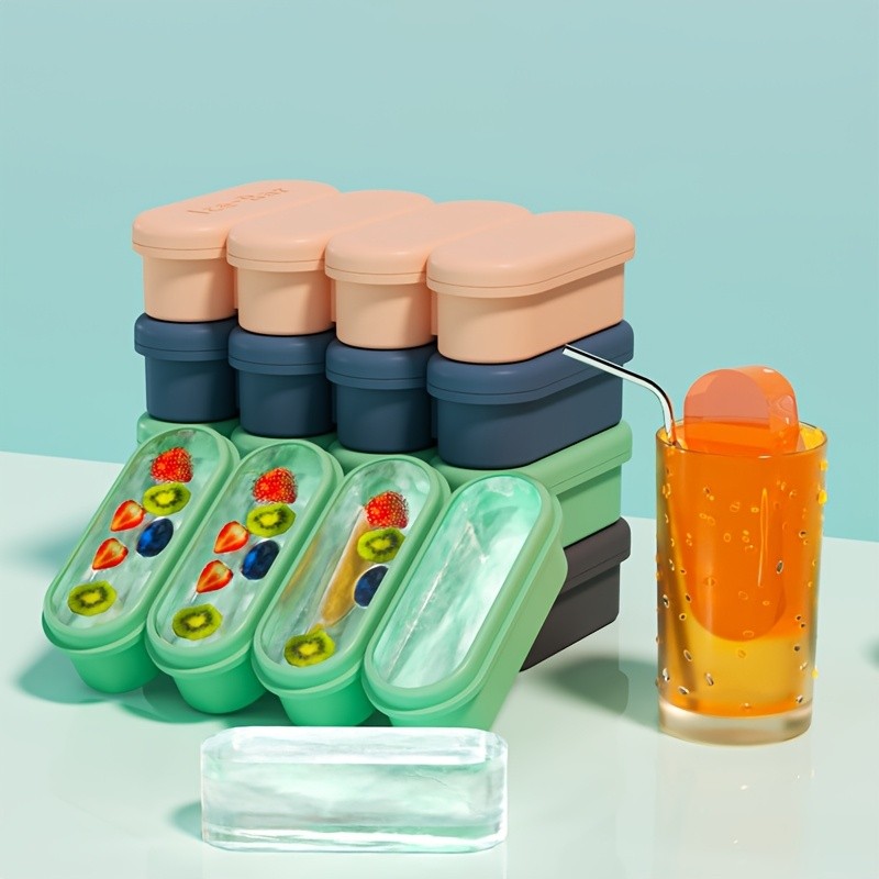 iWhale Silicone Ice Cube Tray with Lid  Flexible, Easy-Release 4-Mold Design for Perfect Ice Every Time