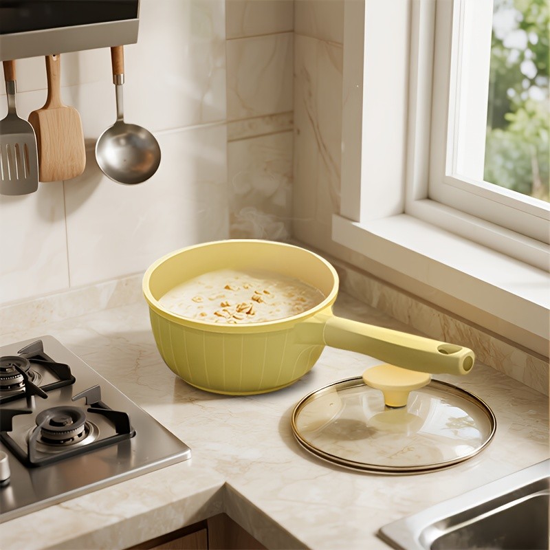 iWhale 18cm Nonstick Ceramic Pot with Glass Lid  Even Heating, Easy Cleaning & Perfect Cooking for Everyday Meals