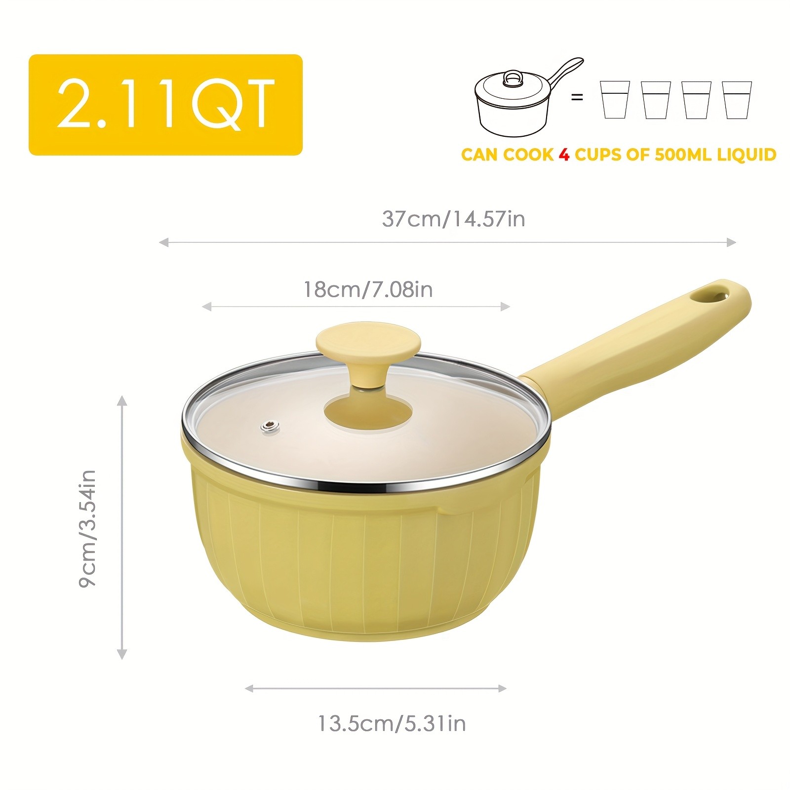iWhale 18cm Nonstick Ceramic Pot with Glass Lid  Even Heating, Easy Cleaning & Perfect Cooking for Everyday Meals
