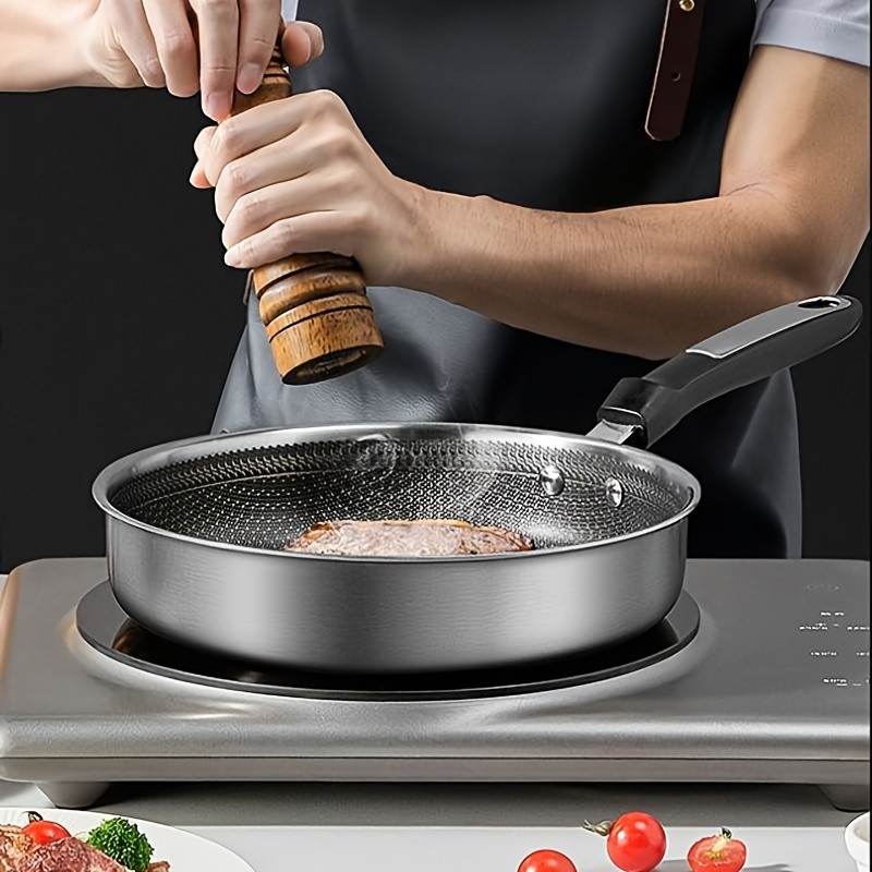 COOKER KING 10-inch Non-Stick Stainless Steel Frying Pan  Honeycomb Coating, Stand-Up Lid & Anti-Scald Handle for All NZ Cooktops