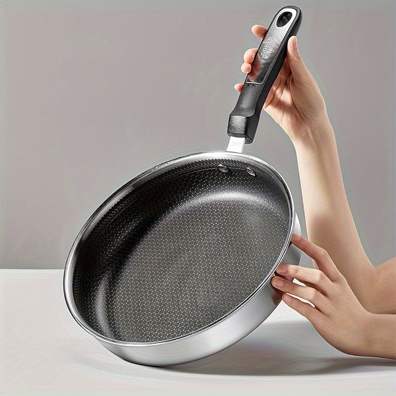 COOKER KING 10-inch Non-Stick Stainless Steel Frying Pan  Honeycomb Coating, Stand-Up Lid & Anti-Scald Handle for All NZ Cooktops