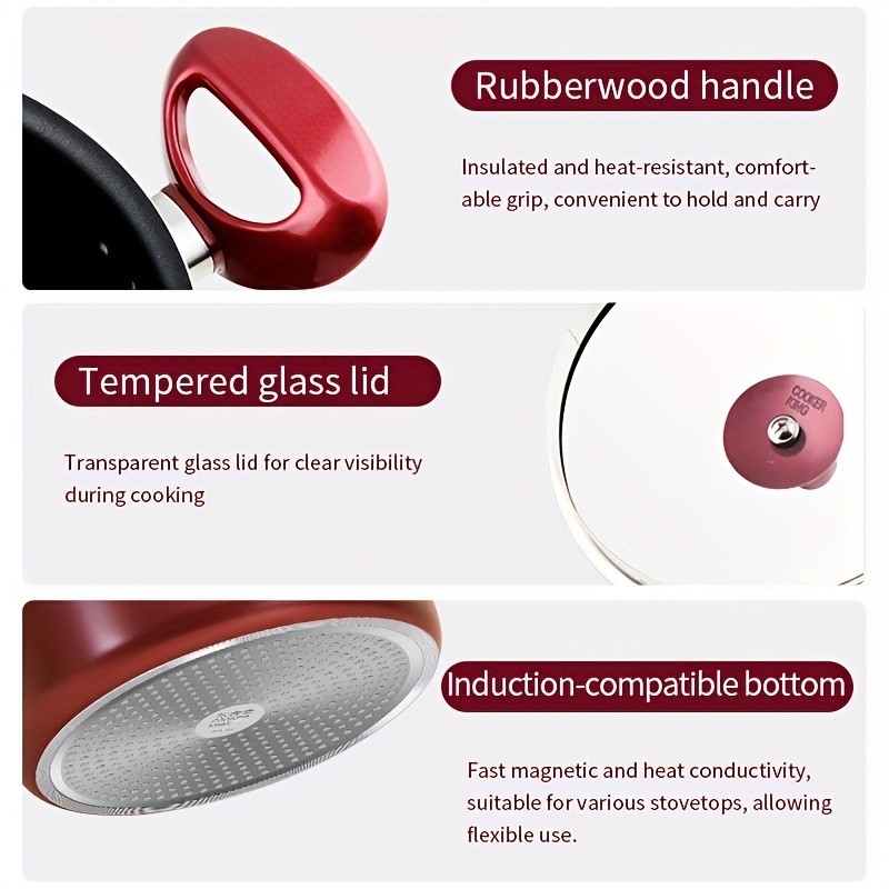 COOKER KING 4 Quart Non-Stick Stockpot with Glass Lid  PTFE/PFOA-Free, Induction Ready & Perfect for Everyday NZ Cooking