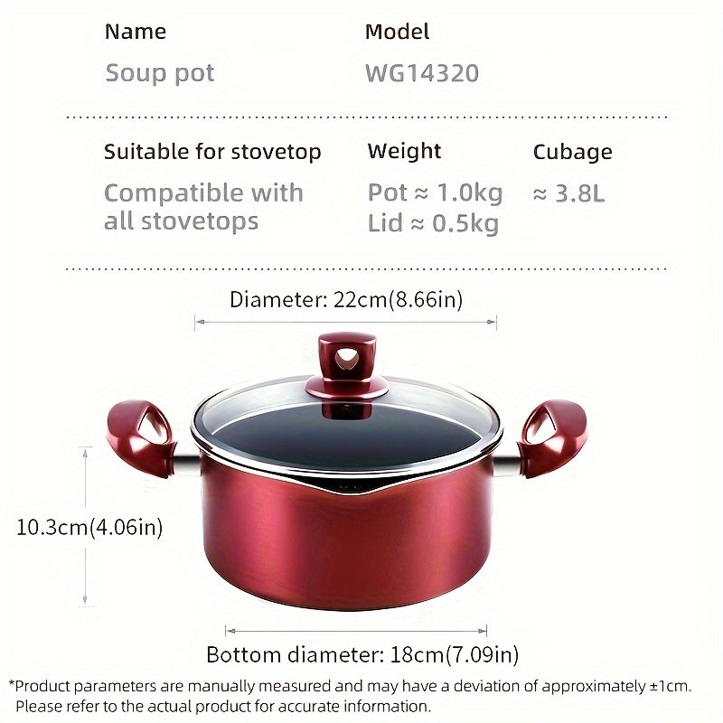 COOKER KING 4 Quart Non-Stick Stockpot with Glass Lid  PTFE/PFOA-Free, Induction Ready & Perfect for Everyday NZ Cooking