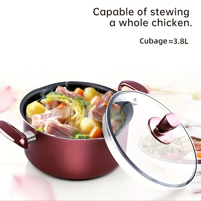 COOKER KING 4 Quart Non-Stick Stockpot with Glass Lid  PTFE/PFOA-Free, Induction Ready & Perfect for Everyday NZ Cooking
