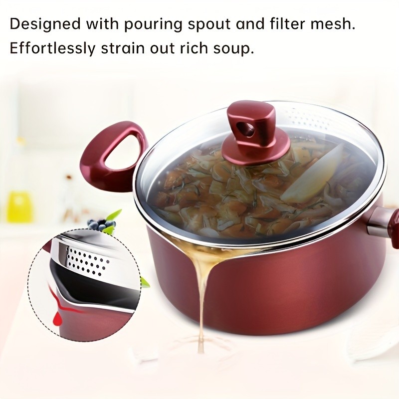 COOKER KING 4 Quart Non-Stick Stockpot with Glass Lid  PTFE/PFOA-Free, Induction Ready & Perfect for Everyday NZ Cooking