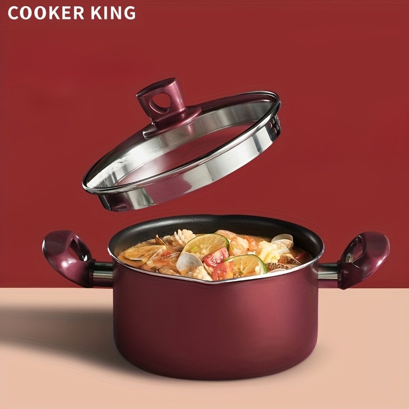 COOKER KING 4 Quart Non-Stick Stockpot with Glass Lid  PTFE/PFOA-Free, Induction Ready & Perfect for Everyday NZ Cooking