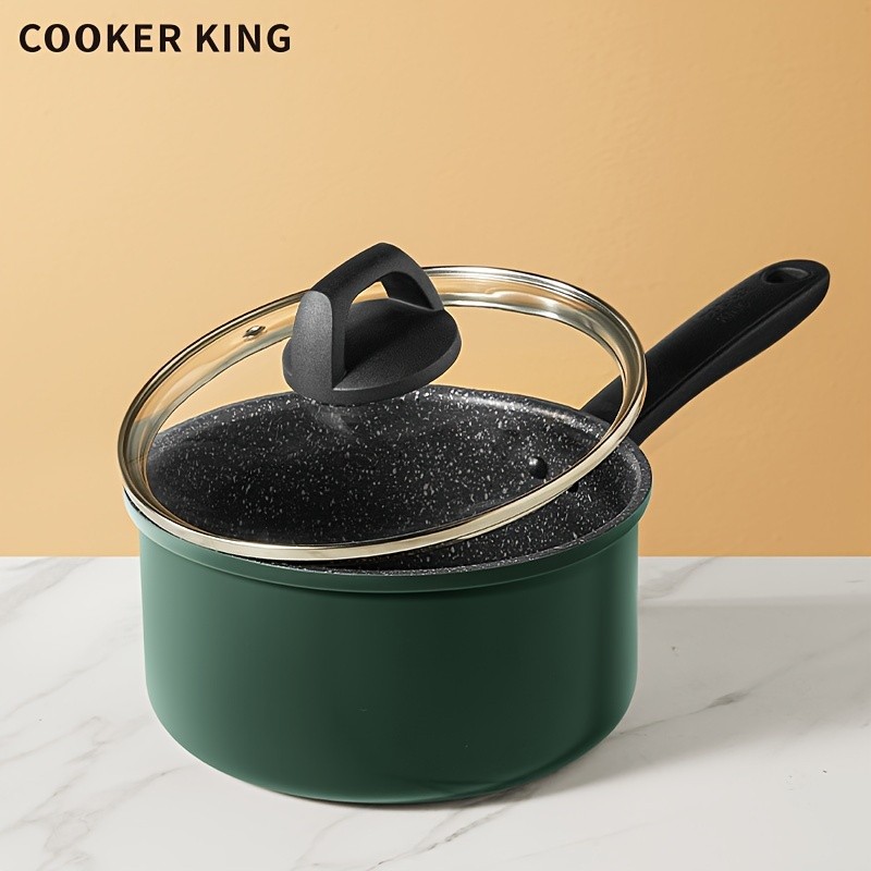 COOKER KING 18cm Nonstick Saucepan with Glass Lid  PFOA-Free Aluminum Alloy Pot for Safe, Even & Easy Everyday NZ Cooking