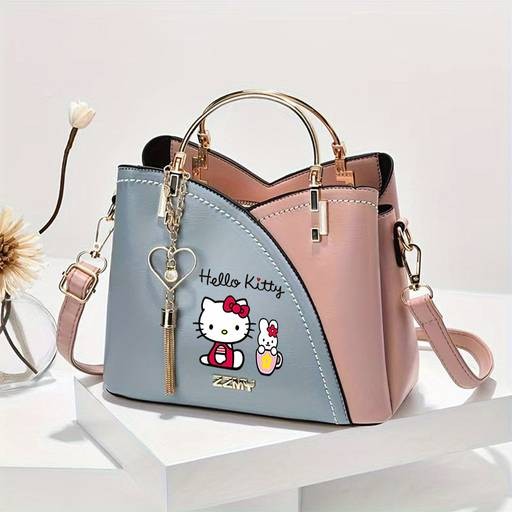 Sanrio Hello Kitty Womens Crossbody Bag / Handbag  Official Licensed PU Purse with Adjustable Strap & Chain Accents Zipper Closure  Elegant Anime-Inspired Style  Mixed-Color Printing  Perfect for Daily Use, Travel & Birthday Gifts