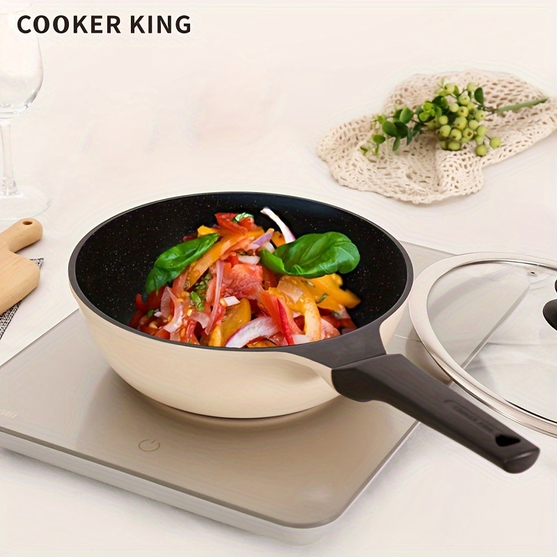COOKER KING 9.45-Inch Deep Nonstick Fry Pan with Glass Lid  Restaurant-Grade, PTFE/PFOA-Free Skillet for All NZ Cooktops