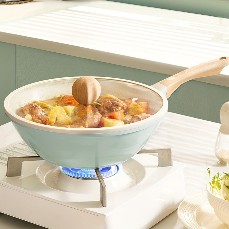 COOKER KING 28cm Titanium-Ceramic Wok with Lid  PFOA/PTFE-Free Stir-Fry Pan with Cool-Touch Handles for All NZ Cooktops