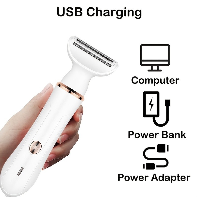 FEIYBA 4-in-1 USB Womens Hair Remover  Gentle Full-Body Shaver with Multi-Head Design for Smooth Daily Grooming
