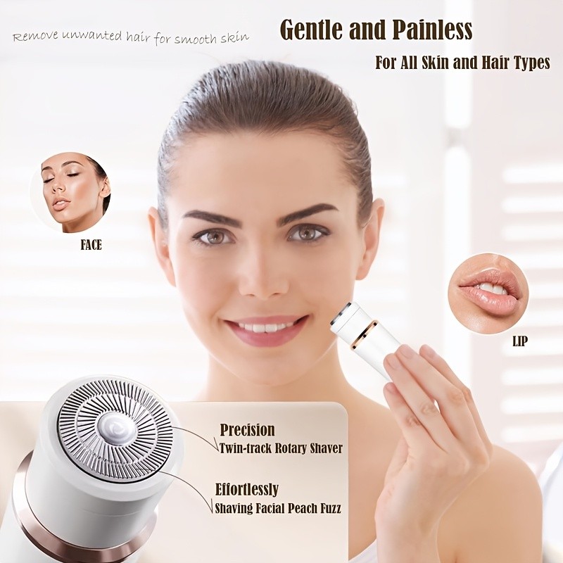 FEIYBA 4-in-1 USB Womens Hair Remover  Gentle Full-Body Shaver with Multi-Head Design for Smooth Daily Grooming