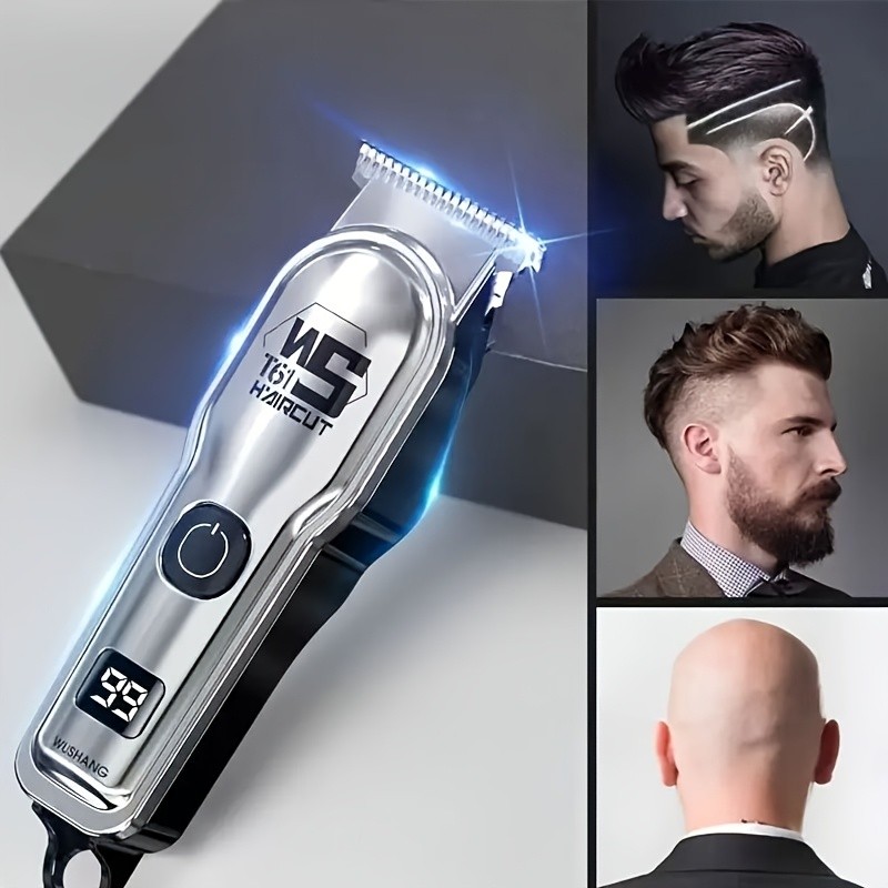 FEIYBA Professional Mens Hair Clipper Set with Digital Display  USB Grooming Kit with Multiple Combs for Barbers & Home Styling